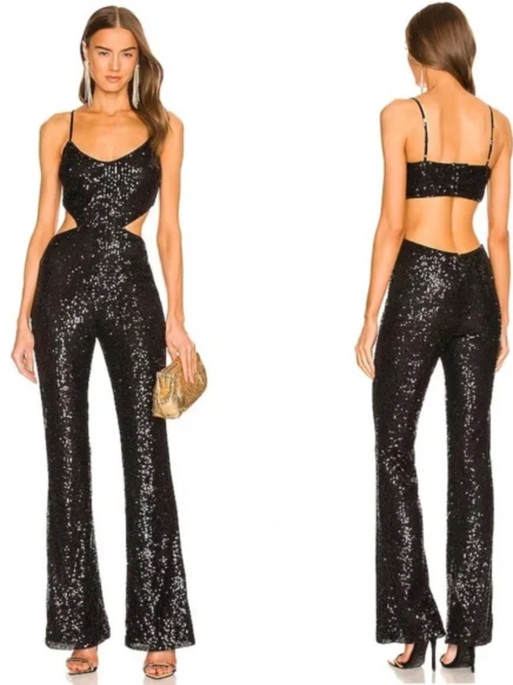 Michael Costello X Revolve Tanner Jumpsuit Black Sequin Size Small NWT